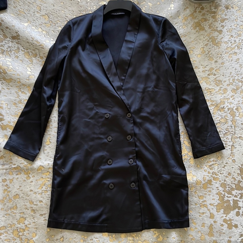 Black satin blazer dress